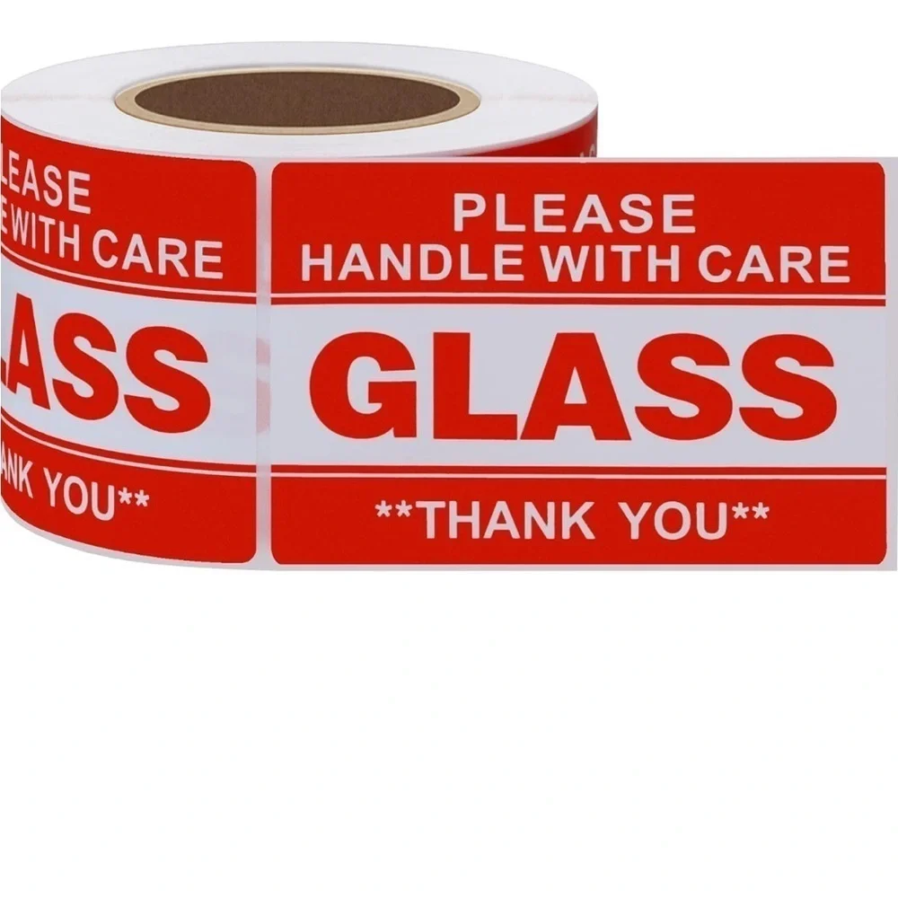 Fragile Glass Stickers 2×3 Inch Shipping Label Handle w Care- 300 Per Roll NEW